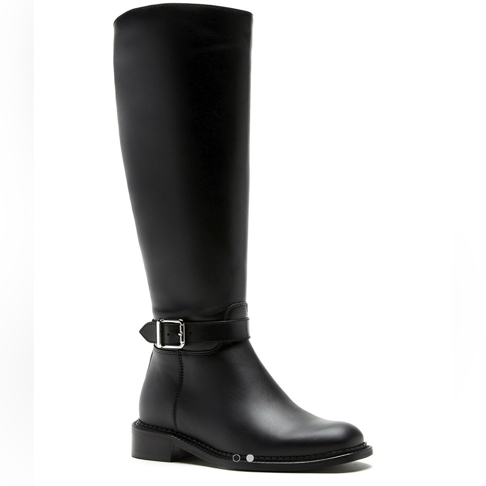 La Canadienne Black Leather Low Heeled Waterproof Rain Boot Size 6.5 - NWT